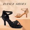 Professional Women Latin Dance Shoes Salsa Ballroom Dancing Shoes Indoor Middle Heel 7cm