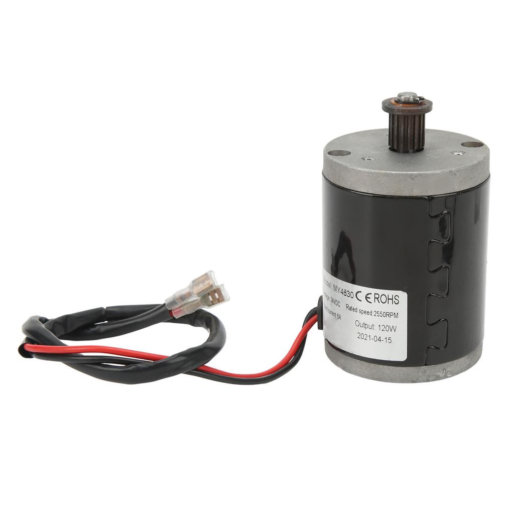 Brushed DC Motor 24V 120W 6A 2550RPM Aluminum Alloy Low Noise High Torsion High Speed Motor for Electric Bike Motorbike