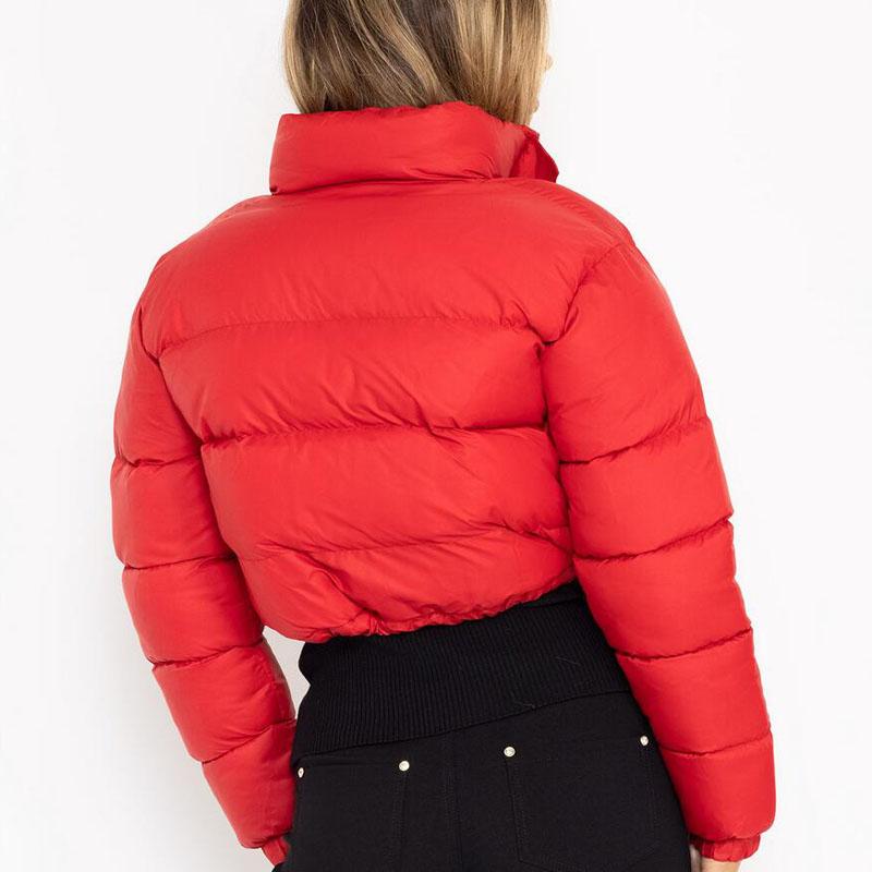 Зимние теплые куртки с воротником-стойкой и длинными рукавами на молнии, короткие хлопковые стеганые куртки