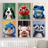 Healing Cute Parrot Dog Panda Pig  Animals Portrait Poster Canvas Prints Wall Oil Painting Living Room Bedroom Home Decoration