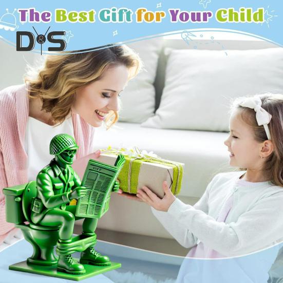 Статуэтка зеленого солдата в туалете, читающего газету, писающего человека, статуэтка из смолы, скульптура, модель, игрушка, украшение для домашнего офиса, рабочего стола, орнамент