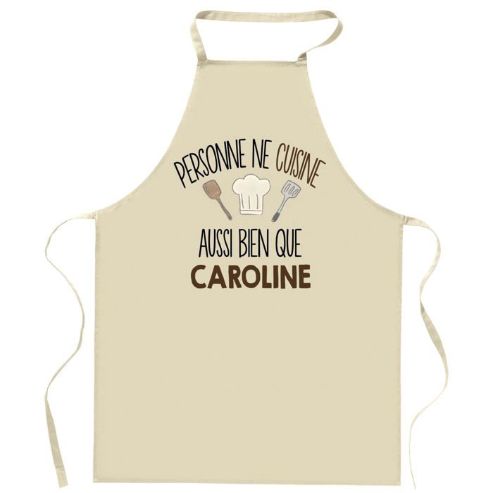 Planetee Tablier Personne ne cuisine aussi bien que CAROLINE | Cadeau original Prénom pour Cuisinière | Vêtement Blouse protection