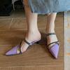 Fashion 2024 Trendy Zipper Sandals Women Zip Narrow Band Slippers Kitten High Heels Sandalias Mujer Pointed Toe Flipflops Ladies Shoes