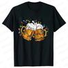 Merry Christmas Beers Men's T-shirt Drinking Lover Tees Shirt Funny Santa Beer Christmas Lights Graphic Oversized Tops for Men