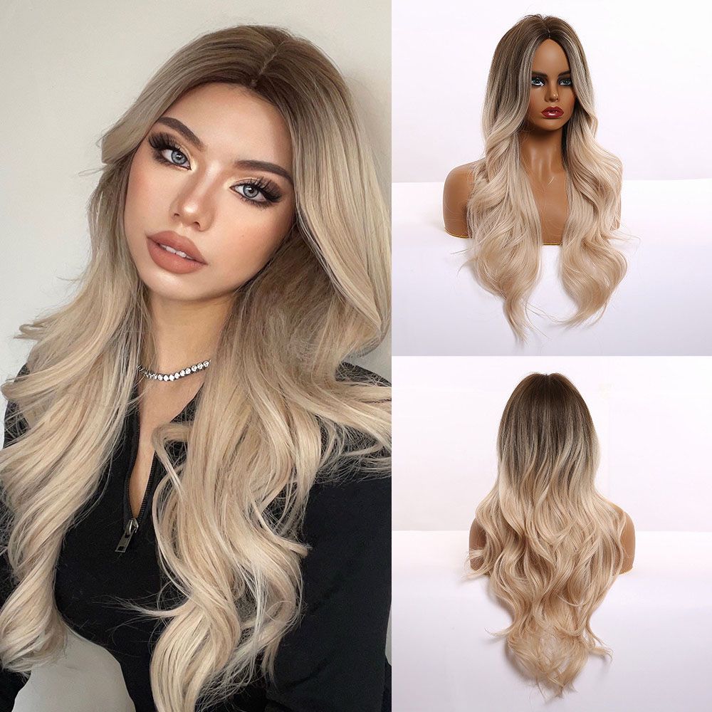 ALAN EATON Long Black Wavy Synthetic Wigs for Black Women Long Natural Wigs With Bangs Heat Resistant Daily Cosplay Fake Hair Wig