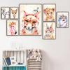 Картины на холсте, домашний декор, настенная живопись, кролик, лиса, фламинго, принты, креативный акварельный плакат на скандинавскую тему, модульная гостиная, без рамки