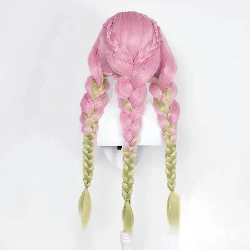 Mitsuri Kanroji Cosplay Wig Long Pink Green Heat Resistant Hair Authentic Cosplay Wigs + Wig Cap