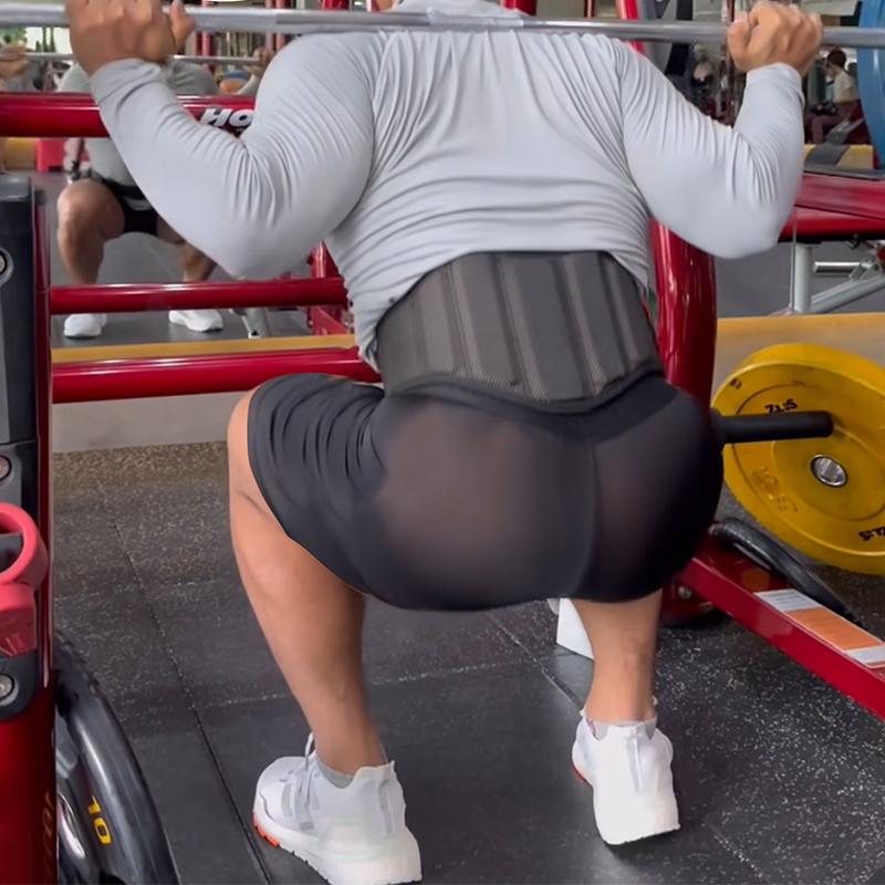 Спортивные мужские 5-точечные брюки для фитнеса, дышащие сексуальные леггинсы, мужское нижнее белье, ультратонкие бесшовные прозрачные удлиненные шорты-боксеры