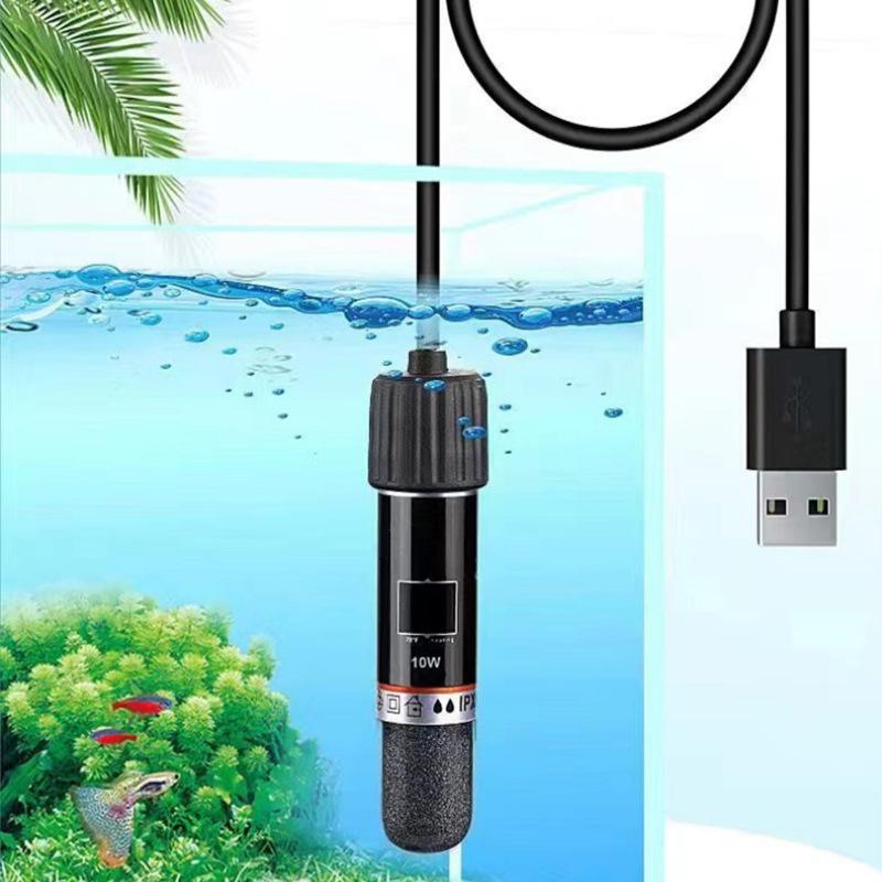 Мини-обогреватель для аквариума с питанием от USB - 10 Вт, с автотермостатом, погружной, для маленьких аквариумов, аквариумов с петушками, безопасный для настольного использования