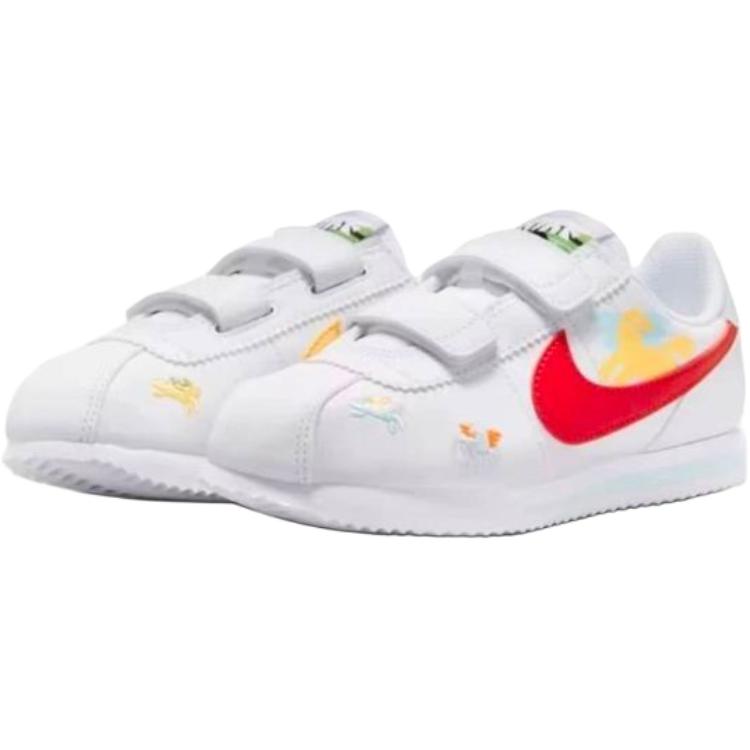 Nike Cortez Basic Sl Искусственная кожа Универсальные Удобные Низкие Детские Кроссовки для Бега Детские кроссовки Белый Красный IQ7669161