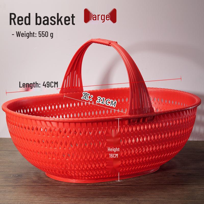 Imitation Bamboo Plastic Fruit & Vegetable Basket - Handheld Outdoor Pickers & Egg Carrier