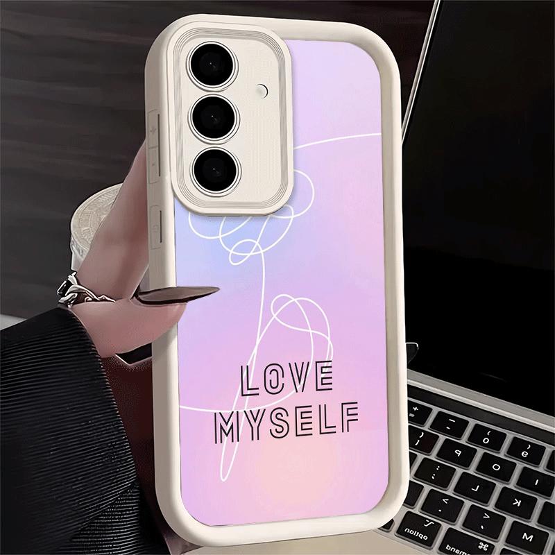 Чехол для телефона Samsung Galaxy A17 A16 A15 A14 A13 Love Yourself Цветок Сердце Линия Kpop A56 A36 A26 A55 A35 A25 A54 A34 A24 A53 A