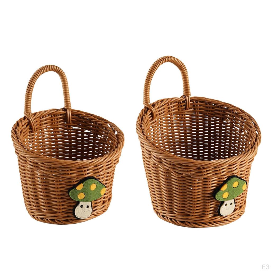 Декоративная плетеная настенная корзина для хранения с ручкой, держателем, подвесными фруктами и овощами