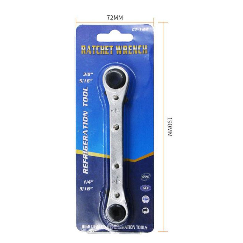 Двусторонний храповый ключ для холодильных клапанов Профессиональный инструмент для кондиционирования и холодильного оборудования 1/4 3/8 3/16 5/16 дюйма