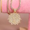 Factory Straight Hair New Thorn Cross Necklace Zinc Alloy Rhinestone Full diamond Pendant Necklace