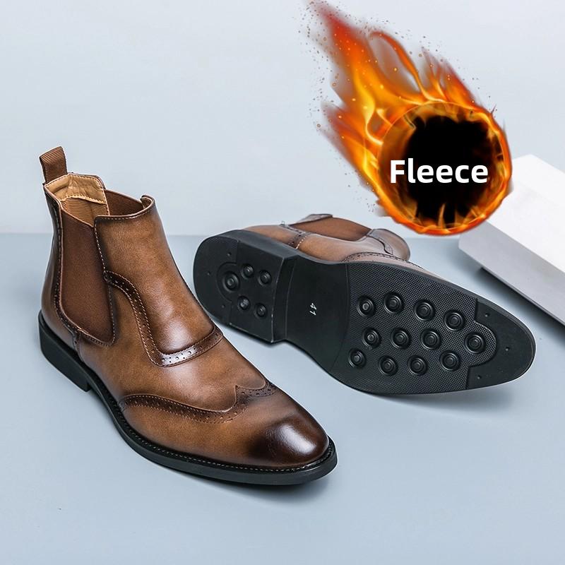 Ботинки Мужские Повседневные Удобные Модные Ботинки на Блочном Каблуке Мужские Деловые Офисные Брендовые Ботинки Челси Черные Коричневые Размер 38-45 Мужские Ботинки