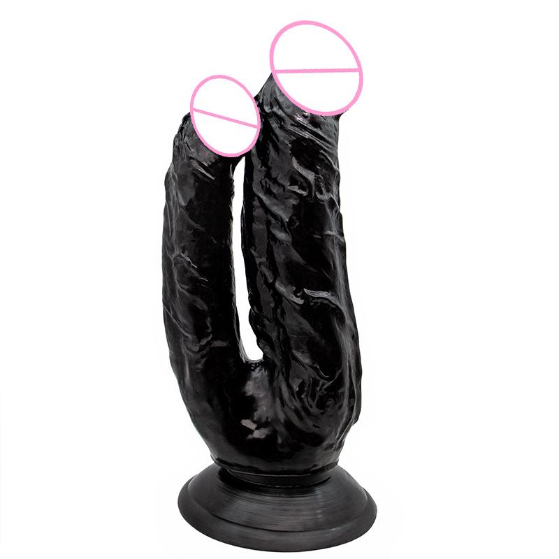 Женский дилдо U-образной формы с двойной головкой, поддельный пенис, маленький женский мастурбатор, цветные кристаллы, эротические товары