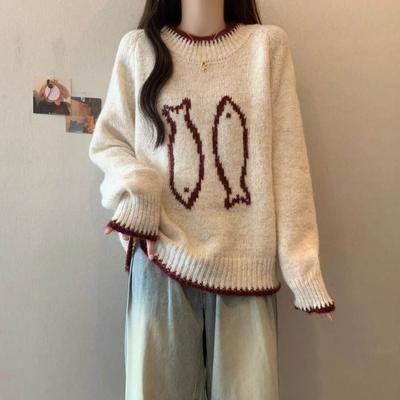 Женский свитер Осень Зима Утепленный пуловер Теплый вязаный Эластичный Длинный рукав Оверсайз Джемпер Топы