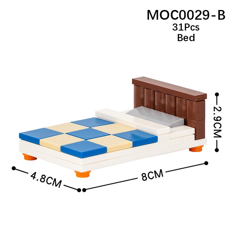 Город Фигурки Мебель Набор Игрушки Модель MOC Кирпичи Детская коляска Стол Диван Кровать Пианино Кухня Ванная Строительные блоки Подарок