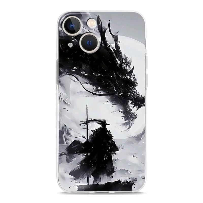 Чехол для телефона iPhone 17 Air Cases iPhone 16 15 12 13 14 Pro Max SE 7 8 Plus iPhone11 Прозрачный Мягкий Чехол Дракон