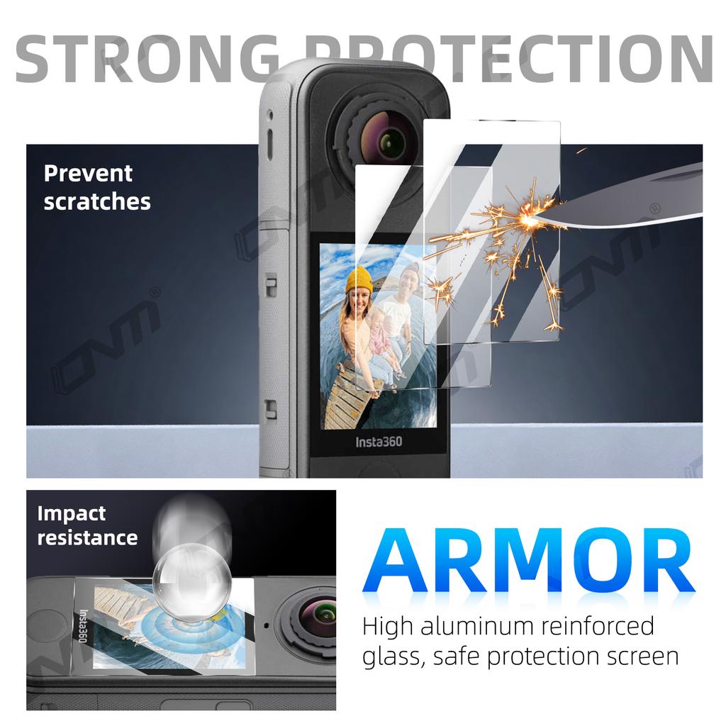 Tempered Glass Screen Protector for Insta360 X4 Air - Anti-Scratch Anti-Fingerprint HD Clear Film for Action Camera