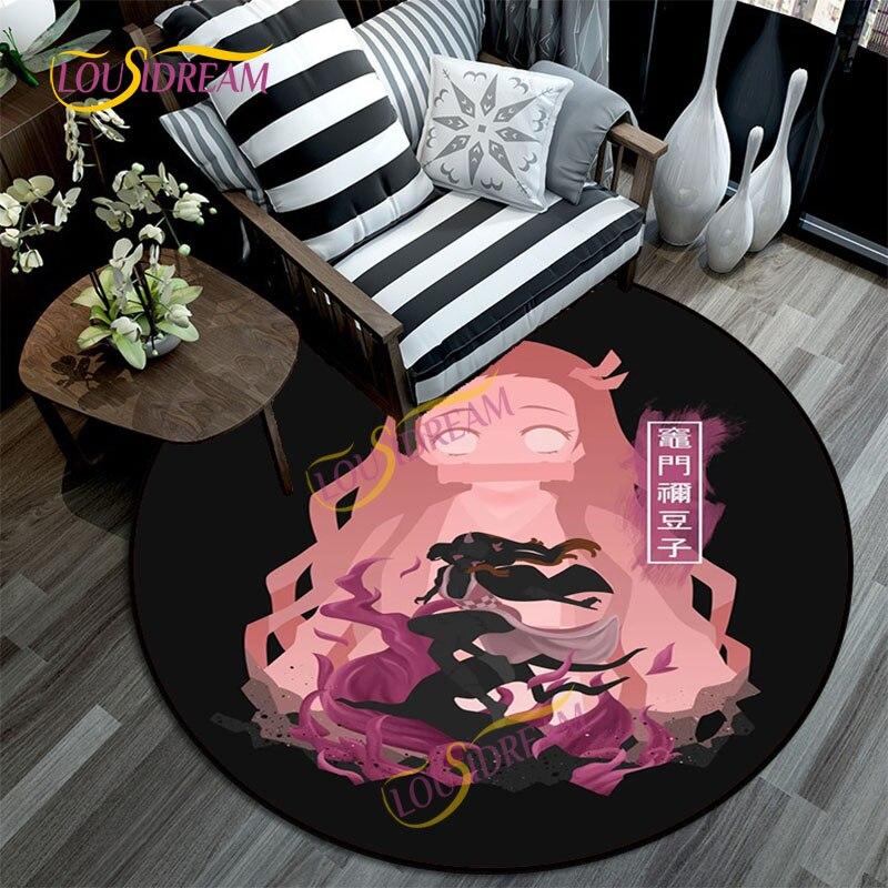 Коврик «Убийца демонов», 3D-печатный мультяшный напольный круглый коврик, коврик для стула для детской комнаты, украшение дома, моющийся ковер.