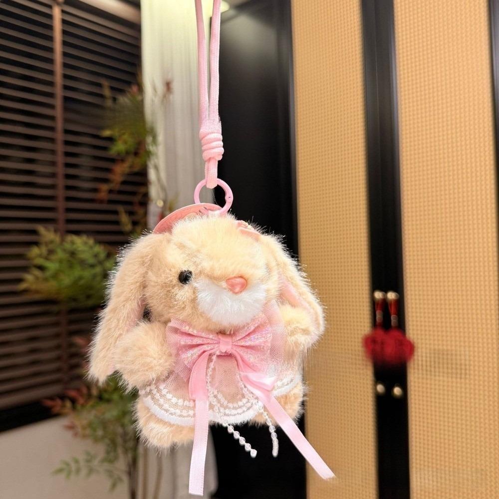 Kawaii Rabbit Plush Keychain Bag Hanging Rabbit Plush Toy Cartoon Bunny Doll Pendant Backpack