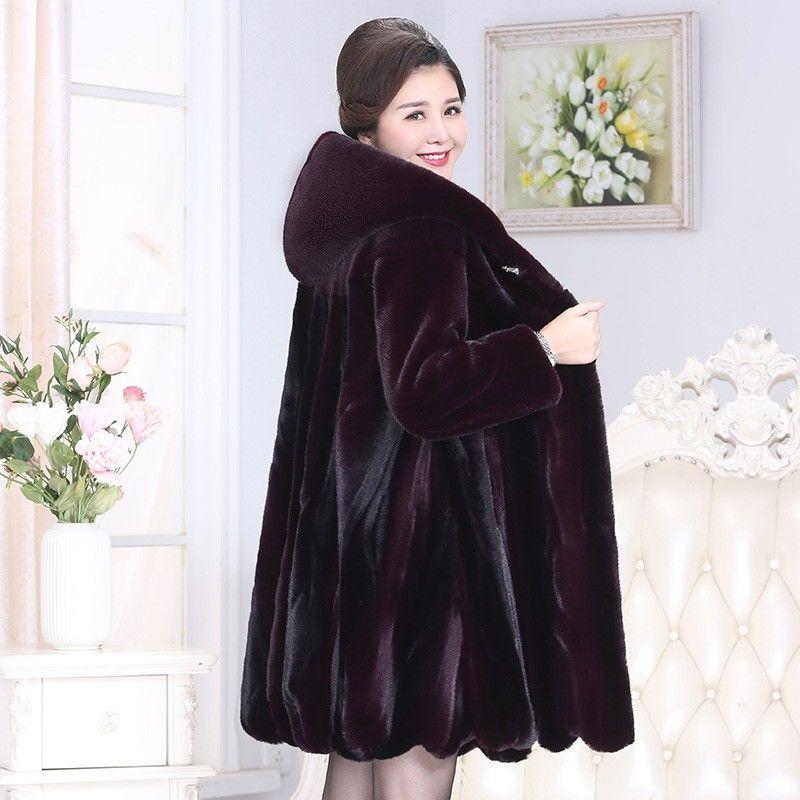 Женские пальто женские зимние искусственный мех норковая куртка шуба с капюшоном женская мода вязаная теплая зимняя одежда пальто