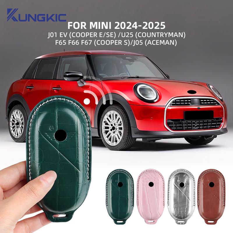 Leather Key Protection Cover For BMW MINI J01 J05 U25 F65 F66 2024 Car Remote Key Case Cover Shell Accessories Styling