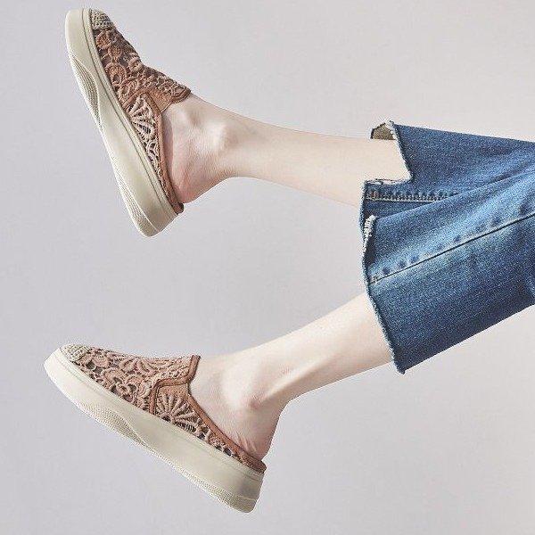 Полутапочки, женская верхняя одежда, модные тапочки без шнуровки с толстой подошвой и плоской подошвой