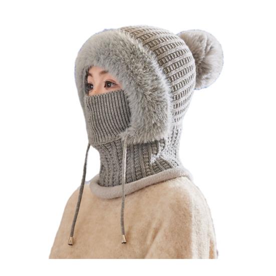 Вязаная шапка женская ветрозащитная утепленная конструкция мягкая флисовая подкладка 3-в-1 зимняя теплая шапка для приключений на открытом воздухе катания на лыжах пеших походов головной убор