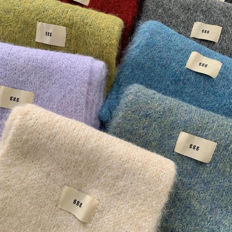 Шарф женский зимний высокого класса новый однотонный теплый шарф из имитации кашемира вязаный шарф шаль