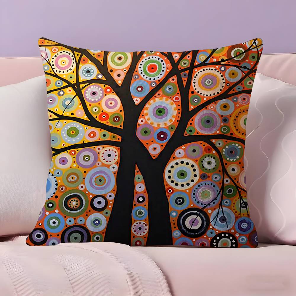 Colored Tree Pillow Case Ultra Soft Skin Friendly Fabric Cloud Like Comfort & Concealed Zipper