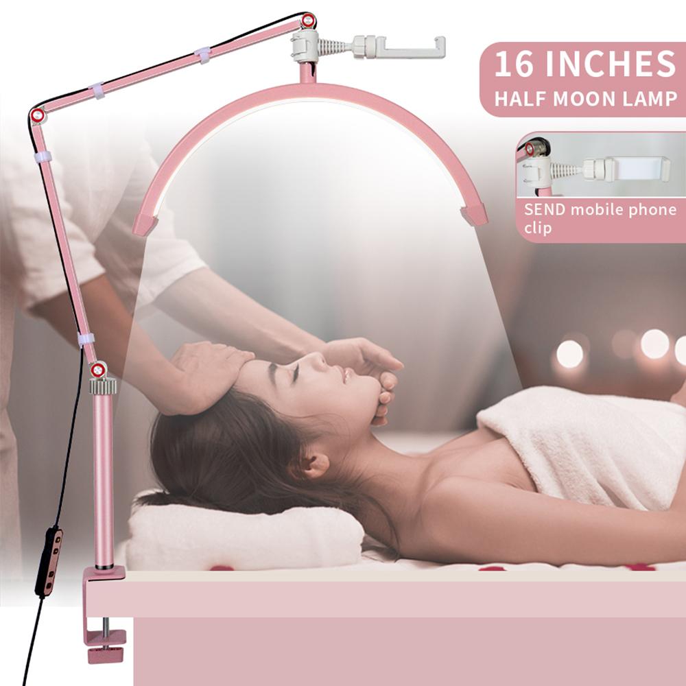 Andoer HD-M3X Настольный светодиодный светильник для видеосъемки в форме полумесяца, заполняющий свет 3000K-6000K с регулируемой яркостью и C-образным зажимом