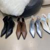 French Pointed Short Boots Women's Boots 2026 Autumn and Winter New Thick Heel Elastic Thin Boots Silver Thin Fashion Boots