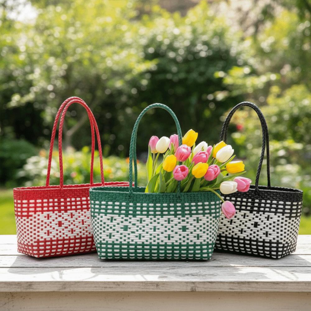 Vacation Style Weave Bag Hollow Out Plastic Handbag Trendy PVC Vegetable Basket Bag Shopping