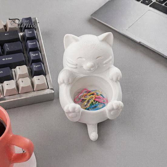Органайзер для туалетного столика в спальне 3D Кот Удачи Настольный ящик для хранения, Милый многофункциональный слот для колец, денег, ювелирных изделий, Мини-горшок для растений Фигурка для декора дома,