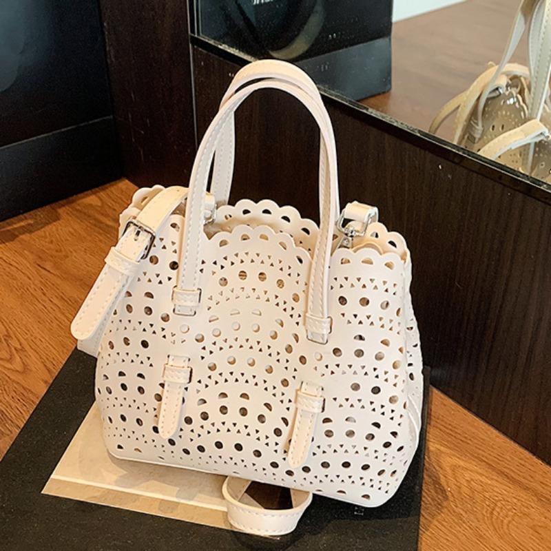 Сумка с вырезами, модная сумка-ведро в корейском стиле, простая и стильная, большой вместимости, сумка через плечо