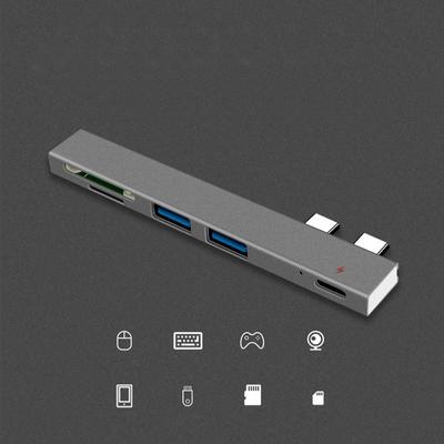 USB-концентратор с устройством чтения карт памяти Sd/TF, адаптер для кабеля концентратора Multi Type C из алюминиевого сплава, совместимый для