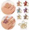 Shine Luxury Single Rhinestone Flower Big Flower Crystal Ring Open Adjustable Fairy Ring
