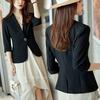 Весенне-летний блейзер Feminino с рукавами три четверти с зубчатыми карманами офисное женское пальто