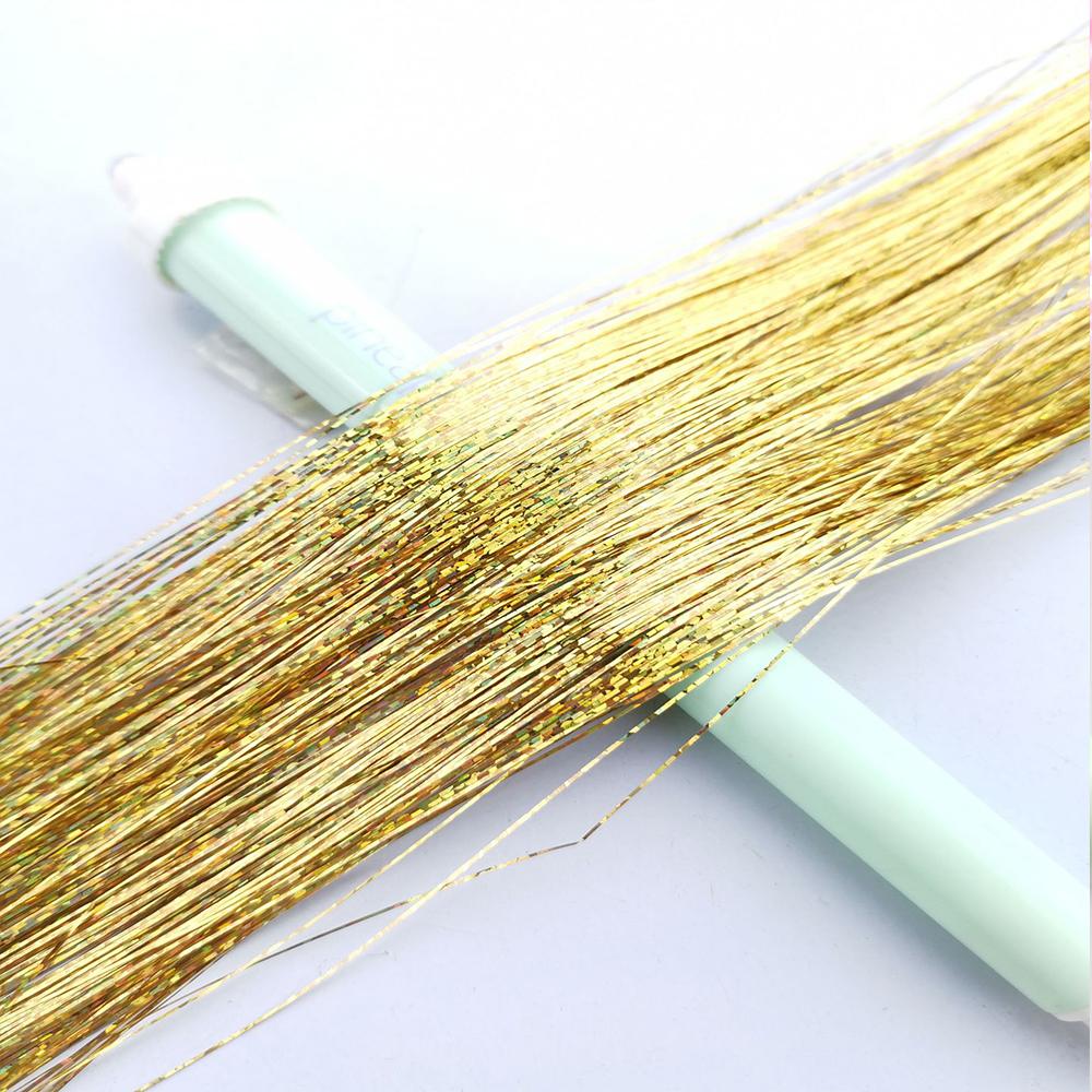 93/120cm Sparkle Synthetics Hair Extensions Tinsel Rainbow Colored Strands Girls Headwear Hairbinge Hair Laser False Decor