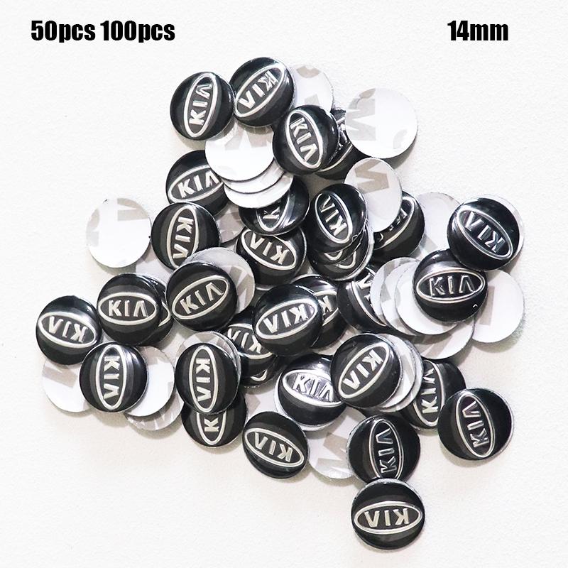 50pcs 100pcs Hot sale old 16mm 14mm 3D Aluminum Car Logo Key Fob Decoration Emblem Auto Key Badge Sticker Accessories For kiaSB2
