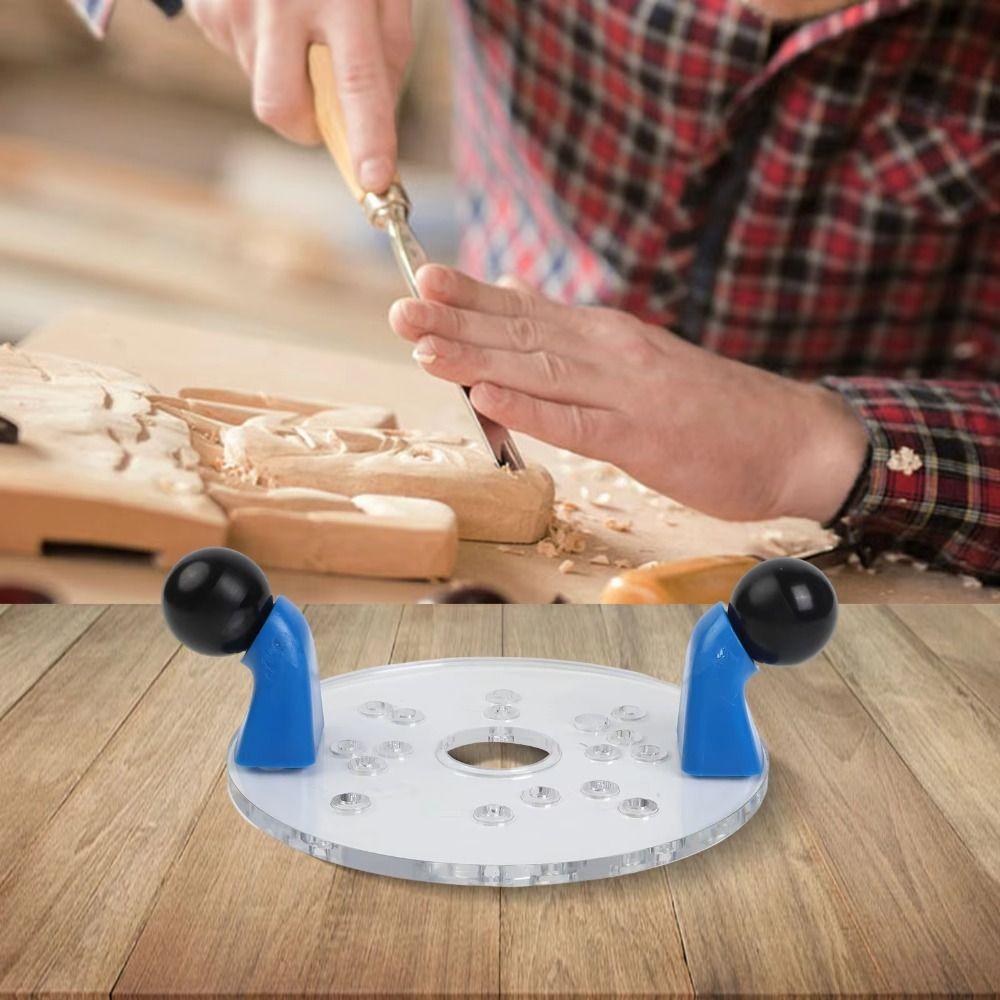 Двойные ручки Деревообработка резьба позиционирующий диск Прозрачная основа Легкая установка Электрическая фрезерная база для дерева