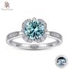 BagueRingen Luxury 925 Sterling Silver Real Moissanite Rings 1ct Pink Blue Green Color Moissanite Stone Wedding Party Jewerly