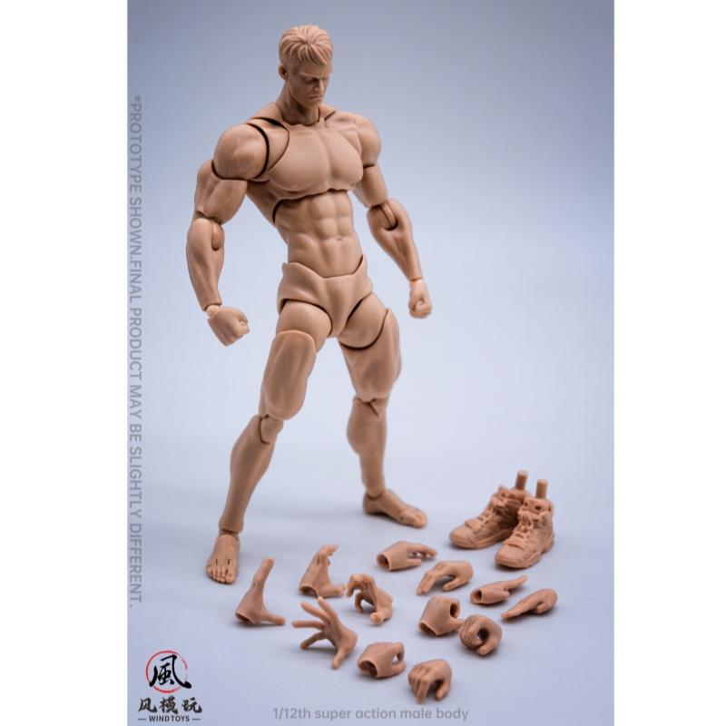 Wind Toys 1/12 Мужское мышечное супергибкое шарнирное тело 16 см Мужская фигурка-кукла-модель с головой 7 пар рук Подарок