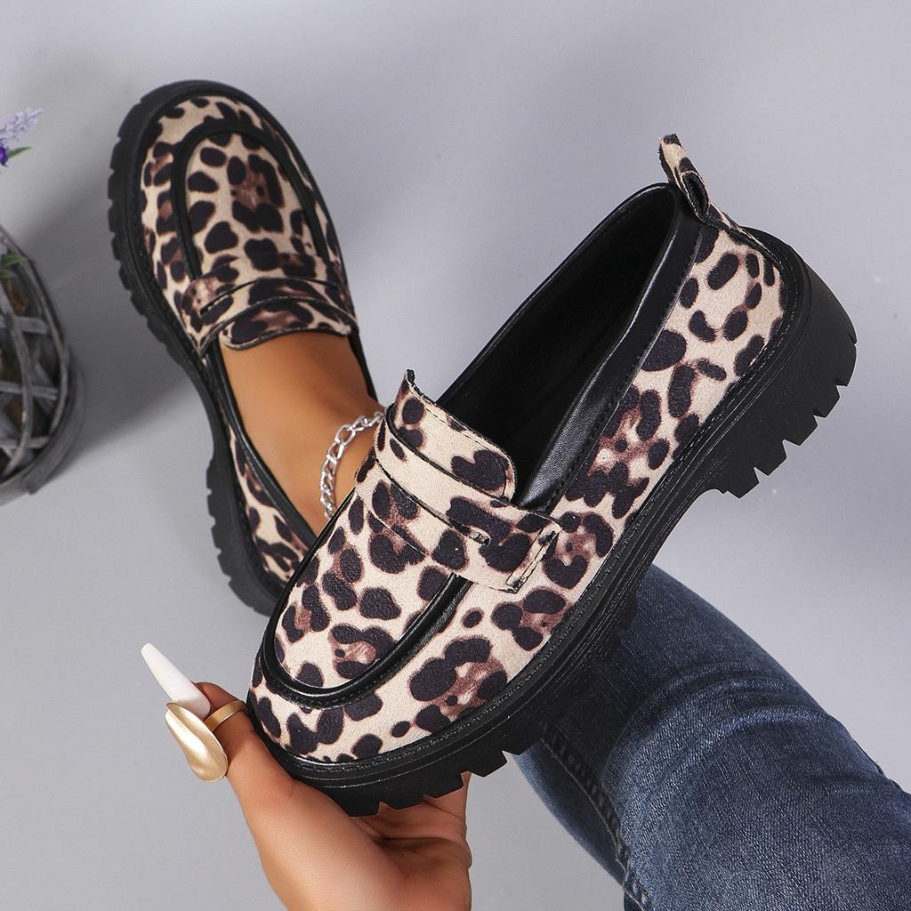 Fashion New College Students' Role Playing Women's Shoes/Girls' Fashion Black Leopard Pattern/Coffee Uniform Thick Soled Shoes 2024