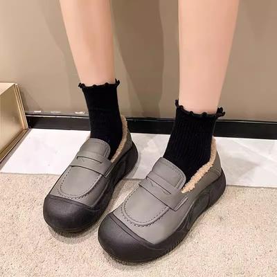 Флисовые теплые хлопковые туфли для женщин на зиму 2025 года, новые повседневные мягкие подошвы, не устают ноги, флисовые туфли для мам