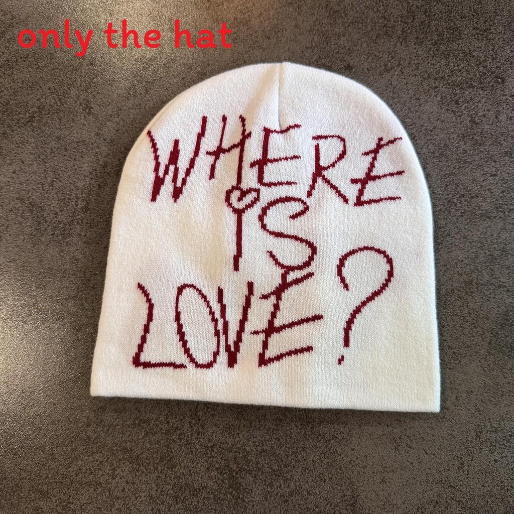 Блокировка Простой Цвет Буквенный Узор Нейтральный Повседневный Теплая Вязаная Шапка Зима Для