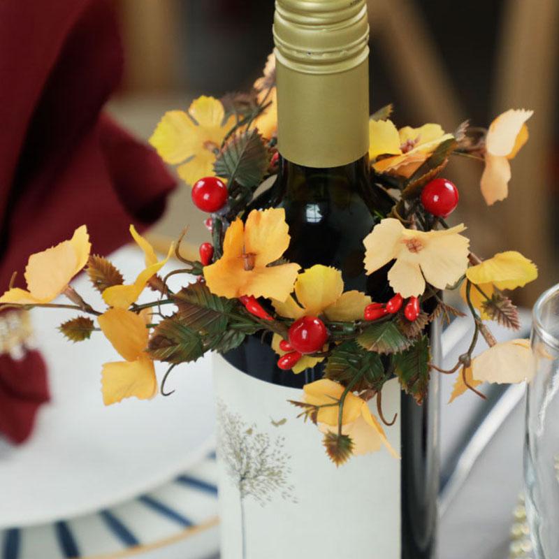 1 шт. кольцо для свечи, подсвечник, украшение, венок, маленький пенопласт, прочный чехол для бутылки вина, искусственный цветок, кольцо-столб, красный